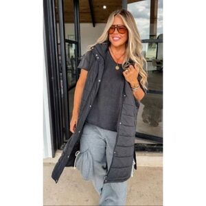 BRAND NEW WITH TAGS Kendall Long Black Puffer Vest